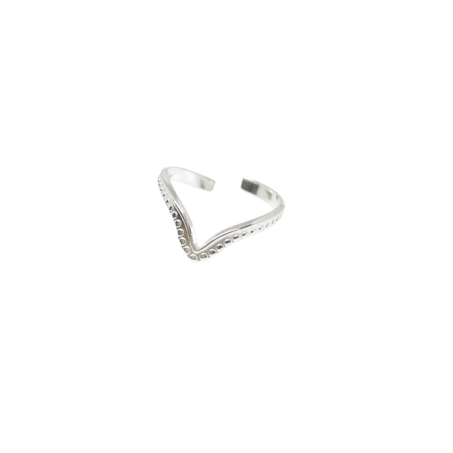 Anillo Acero Blanco Ajustable Pûnta Linea 